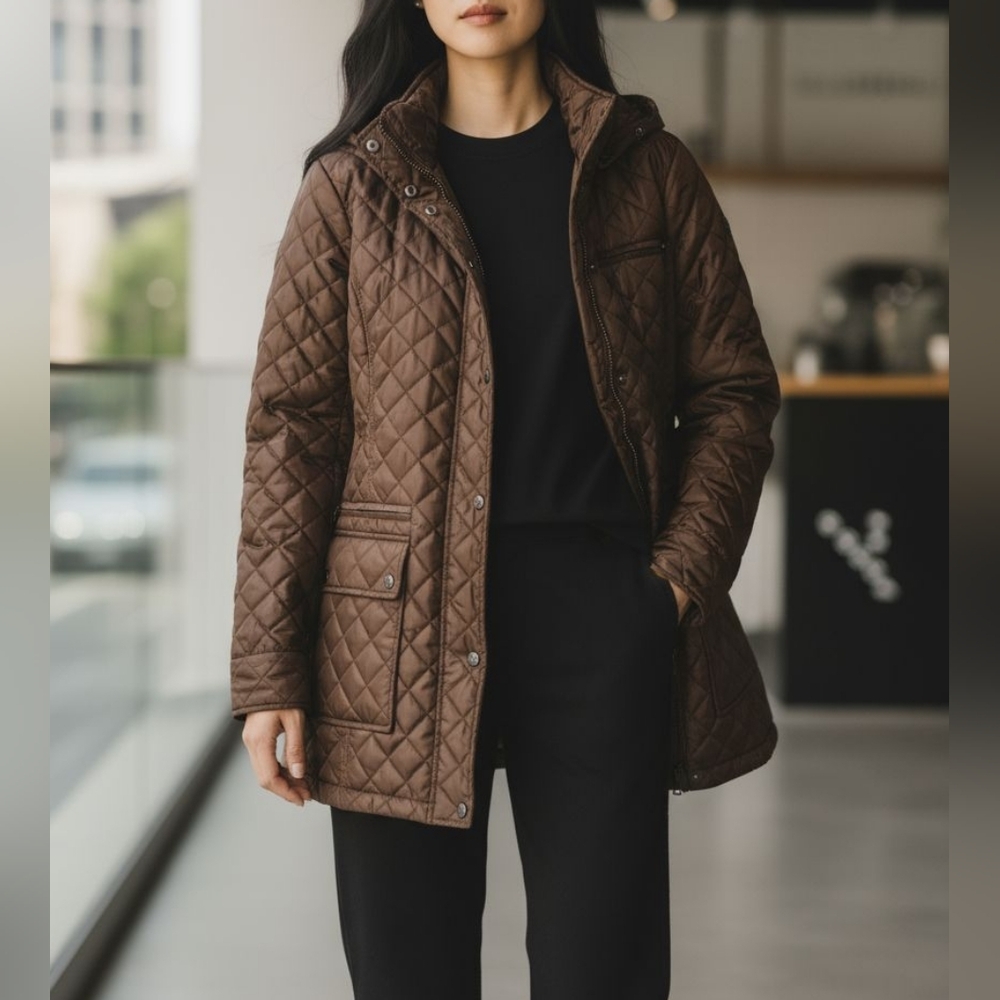 Calvin Klein Quilted Brown Puffer Jacket Ladies Size M